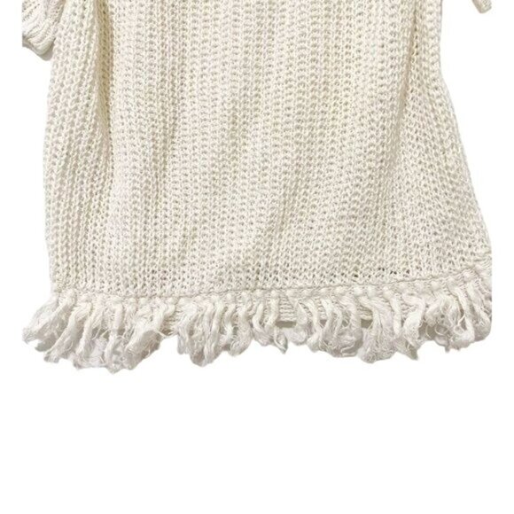 J.Crew  linen short sleeve sweater with fringe hem, size XXS, off white, ecru - Picture 4 of 6